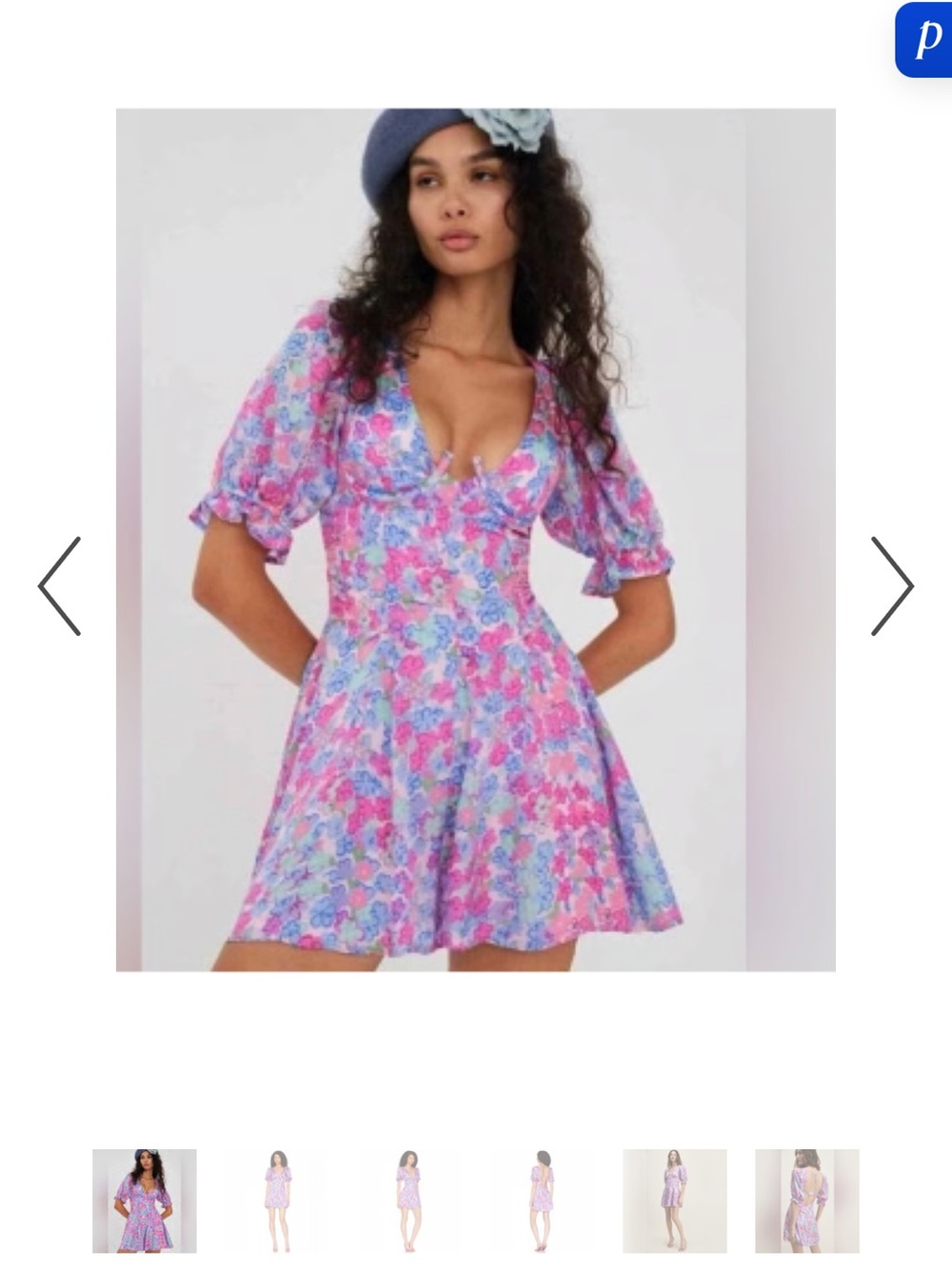 For Love & Lemons Floral Fit-and-Flare Mini Dress in Pink & Lavender
